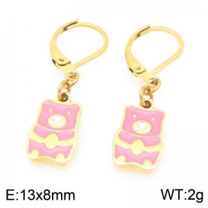 Personalized design stainless steel earrings paired with colorful teddy bear pendant - KE119470-Z