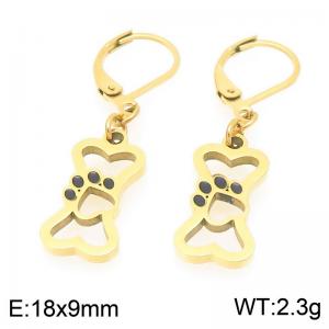 Personalized design stainless steel earrings paired with hollowed out dog paw bone pendant - KE119472-Z