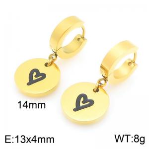 Fashionable and personalized stainless steel earrings paired with a heart-shaped circular pendant - KE119479-Z