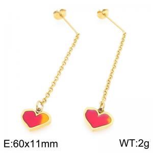 Fashionable countryside style stainless steel gradient heart-shaped earrings - KE119503-Z