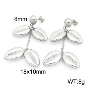 Stainless Steel Earrings Leaves Shape Silver Color - KE119529-Z