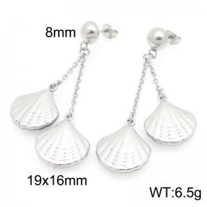 Stainless Steel Earrings Leaves Shape Silver Color - KE119531-Z