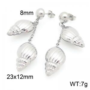 Stainless Steel Earrings Conch Shape Silver Color - KE119533-Z