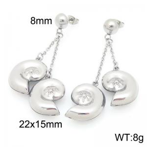 Stainless Steel Earrings Conch Shape Silver Color - KE119535-Z