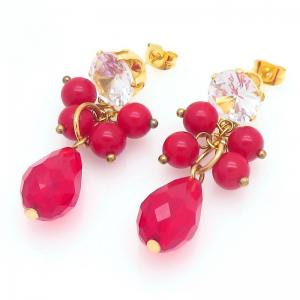 Stainless Steel Stone&Crystal Earring - KE119908-TLA