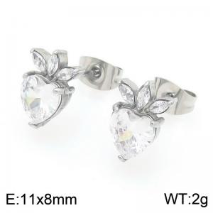 European and American fashion personality stainless steel creative sparkling zircon set strawberry temperament silver earrings - KE119981-GC