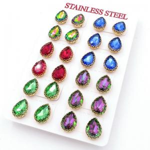Stainless Steel Stone&Crystal Earring - KE120048-FA