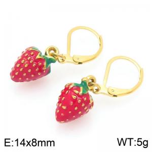 Fashionable stainless steel countryside style strawberry earrings - KE120109-Z