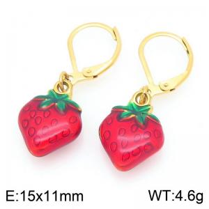 Fashionable stainless steel countryside style strawberry earrings - KE120110-Z