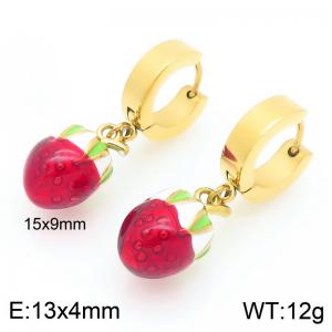 European and American fashion personality stainless steel creative strawberry pendant temperament gold tassel earrings - KE120132-Z