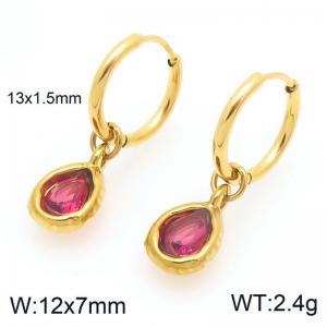 Fashionable and trendy stainless steel droplet gemstone earrings - KE120255-Z
