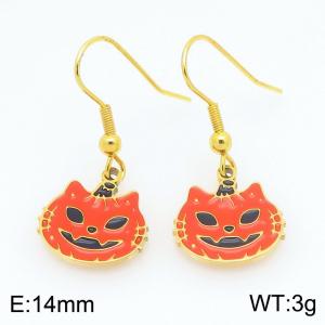 Stainless steel Halloween black cat Dripping Oil earrings for ladies as Jewelry Gifts - KE121271-Z