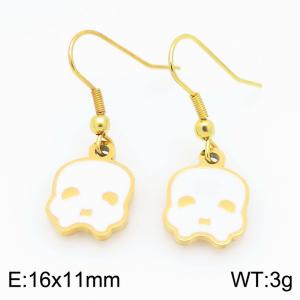 Stainless steel Halloween White bone Dripping Oil earrings for ladies as Jewelry Gifts - KE121272-Z