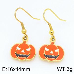 Stainless steel Halloween pumpkin Dripping Oil earrings for ladies as Jewelry Gifts - KE121273-Z