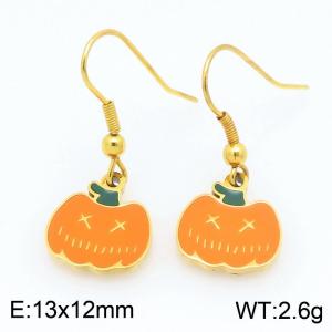 Stainless steel Halloween Orange Pumpkin Dripping Oil earrings for ladies as Jewelry Gifts - KE121275-Z