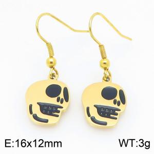 Stainless steel Halloween Black bone Dripping Oil earrings for ladies as Jewelry Gifts - KE121278-Z