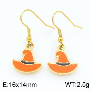 Stainless steel Halloween orange hat Dripping Oil earrings for ladies as Jewelry Gifts - KE121280-Z