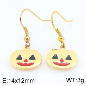 Stainless steel Halloween Pumpkin smiley face Dripping Oil earrings for ladies as Jewelry Gifts - KE121281-Z