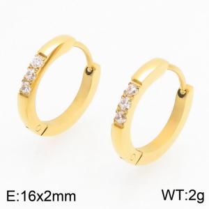 Stainless Steel Stone&Crystal Earring - KE122489-WM