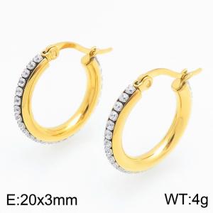 Stainless Steel Stone&Crystal Earring - KE122546-GC