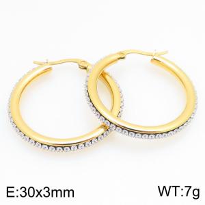 Stainless Steel Stone&Crystal Earring - KE122548-GC