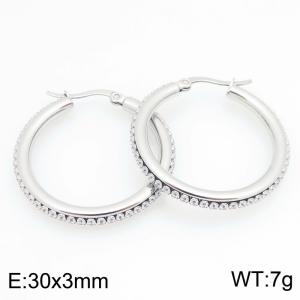 Stainless Steel Stone&Crystal Earring - KE122549-GC