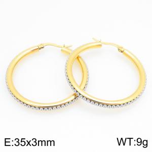 Stainless Steel Stone&Crystal Earring - KE122550-GC