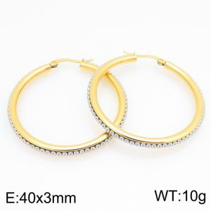 Stainless Steel Stone&Crystal Earring - KE122552-GC