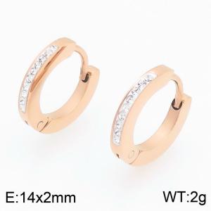 Stainless Steel Stone&Crystal Earring - KE122559-GC