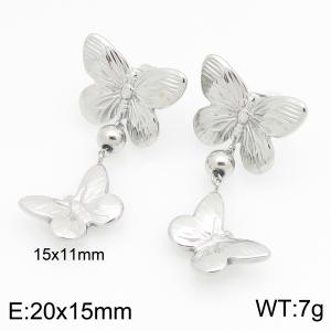 Stainless steel butterfly shaped earrings - KE122888-KFC