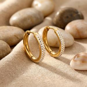 Stainless steel jewelry circle earrings suitable for daily wear - KE123682-KGC