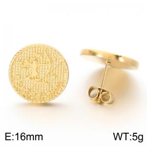 Stainless steel jewelry with twelve zodiac elements earrings vacuum plated in golden yellow - KE123758-GC