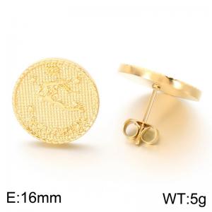 Stainless steel jewelry with twelve zodiac elements earrings vacuum plated in golden yellow - KE123760-GC