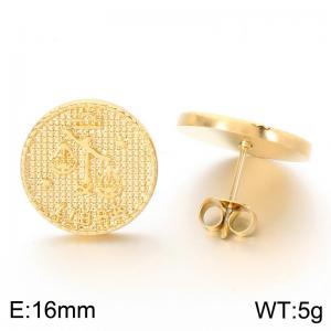 Stainless steel jewelry with twelve zodiac elements earrings vacuum plated in golden yellow - KE123762-GC