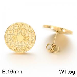 Stainless steel jewelry with twelve zodiac elements earrings vacuum plated in golden yellow - KE123763-GC