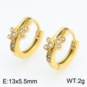 Stainless Steel Stone&Crystal Earring - KE123933-TOM