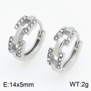 Stainless Steel Stone&Crystal Earring - KE123942-TOM