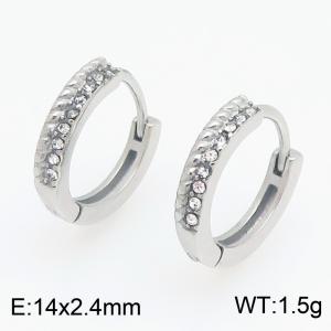 Stainless Steel Stone&Crystal Earring - KE123946-TOM