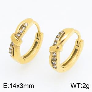 Stainless Steel Stone&Crystal Earring - KE123955-TOM