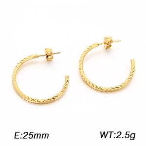 Fashionable stainless steel earrings with electroplated gold are suitable for daily wear - KE123977-GC