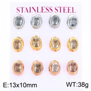 Stainless Steel Stone&Crystal Earring - KE134159-HR