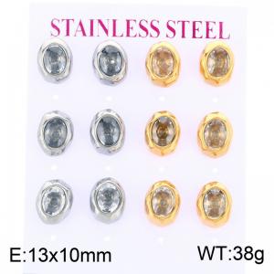 Stainless Steel Stone&Crystal Earring - KE134160-HR