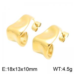 Gold Plated Stainless Steel Irregular Twisted Hoop Earrings, Abstract Curved Open Huggie Earrings, Waterproof Non Tarnish Minimalist Statement Ear Jewelry Gift for Women - KE134973-GC