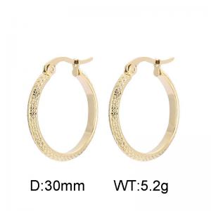 Fashionable gold plated women's stainless steel earrings with circular buckle - KE45149-MS