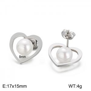 SS Shell Pearl Earrings - KE56265-K