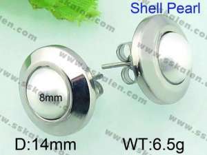 SS Shell Pearl Earrings - KE56622-Z