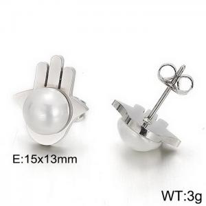 SS Shell Pearl Earrings - KE61713-K