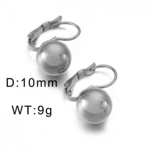 10mm simple steel ball steel Color ear buckle Earring - KE63292-Z