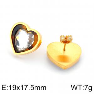 Stainless Steel Stone&Crystal Earring - KE67019-K