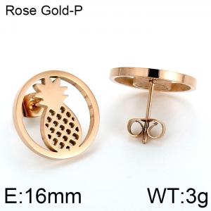 SS Rose Gold-Plating Earring - KE69663-K